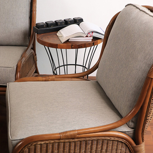 natural arm chair white rattan and wood material